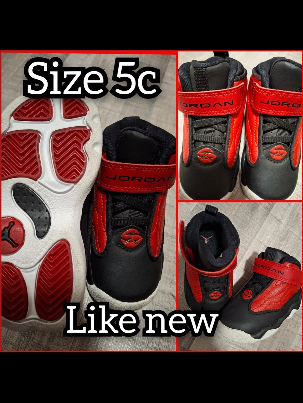 Jordan Kids Black and Red High-Top Sneakers